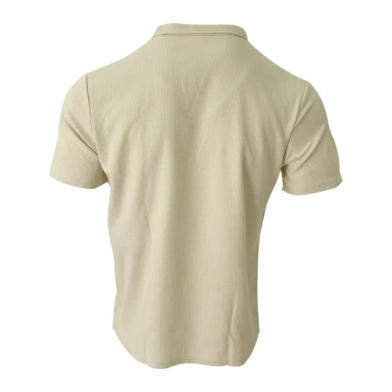 Men's White Lapel T-Shirt Heavy Waffle Oversize — feature 26
