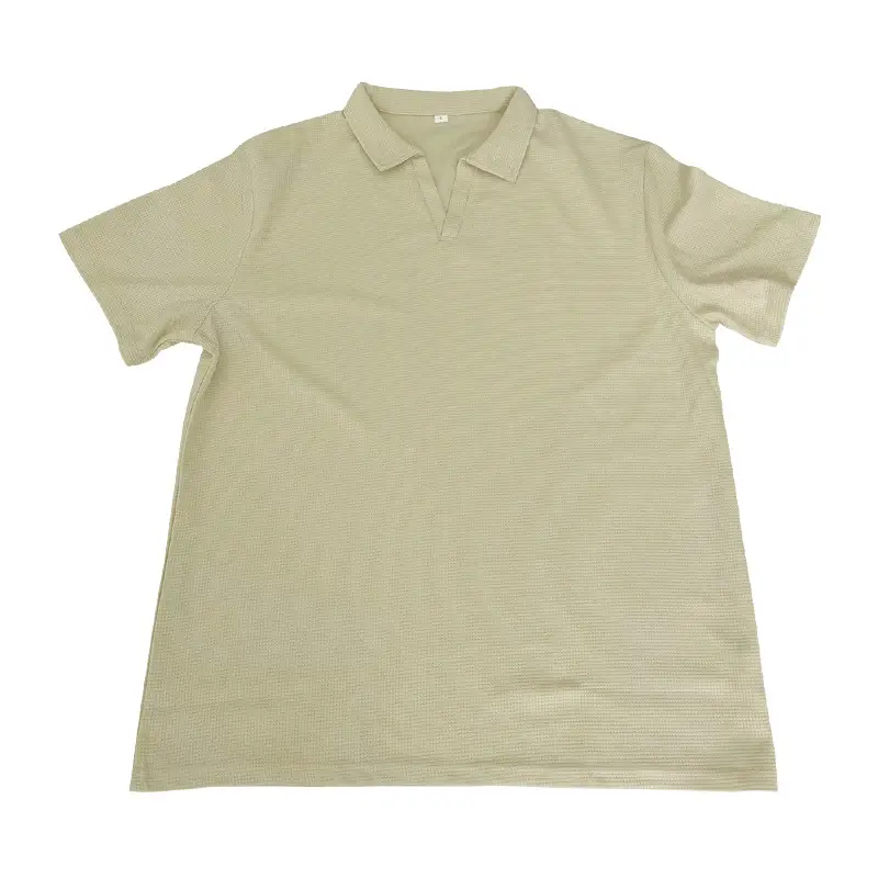 Men's White Lapel T-Shirt Heavy Waffle Oversize — feature 27