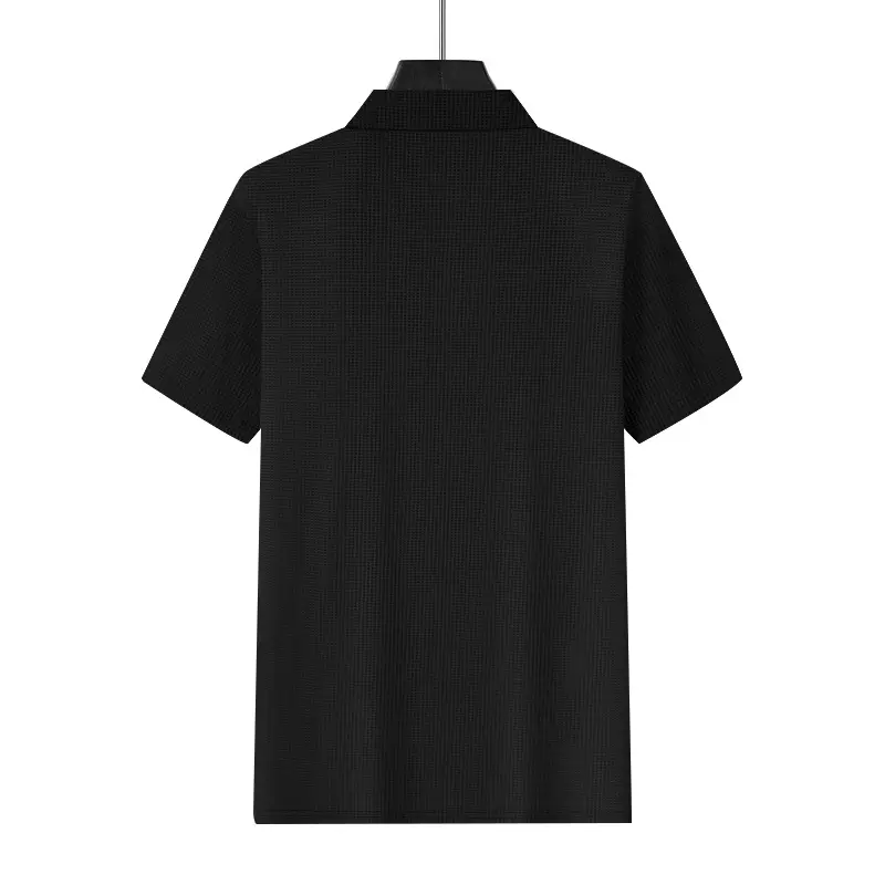Men's White Lapel T-Shirt Heavy Waffle Oversize — feature 31