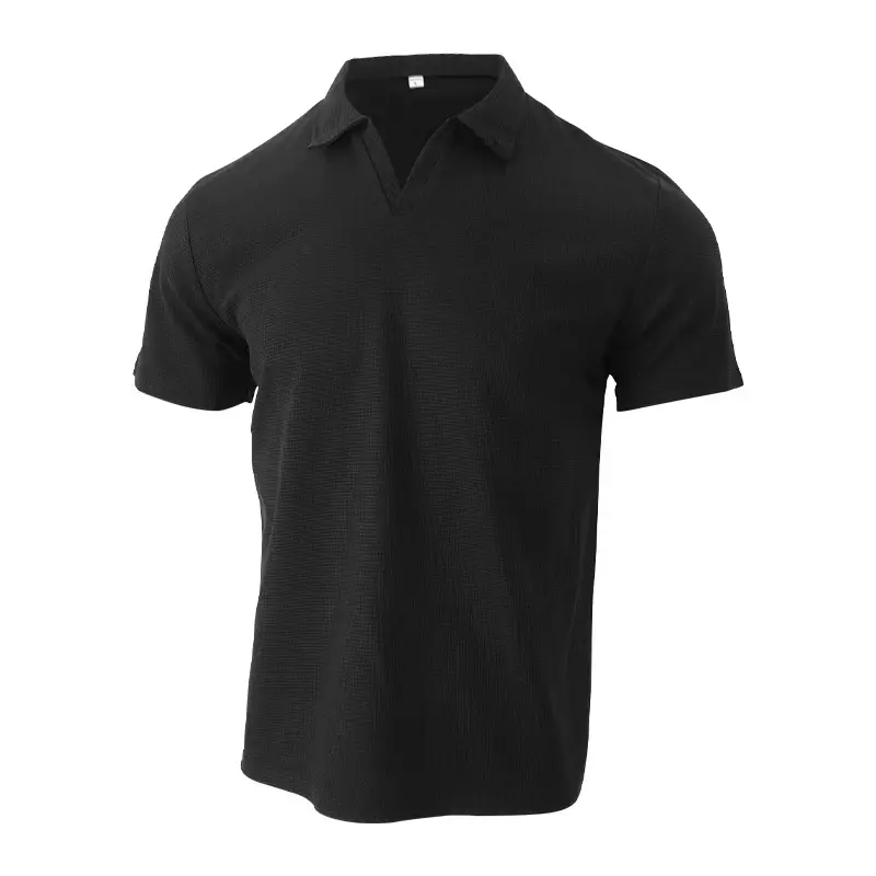 Men's White Lapel T-Shirt Heavy Waffle Oversize — feature 32