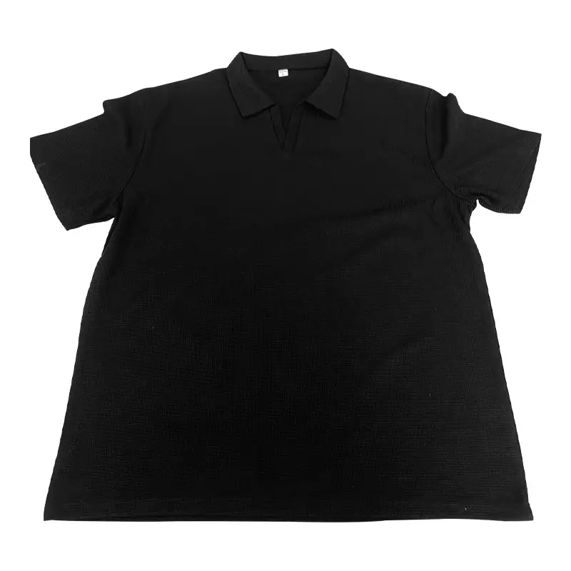 Men's White Lapel T-Shirt Heavy Waffle Oversize — feature 34