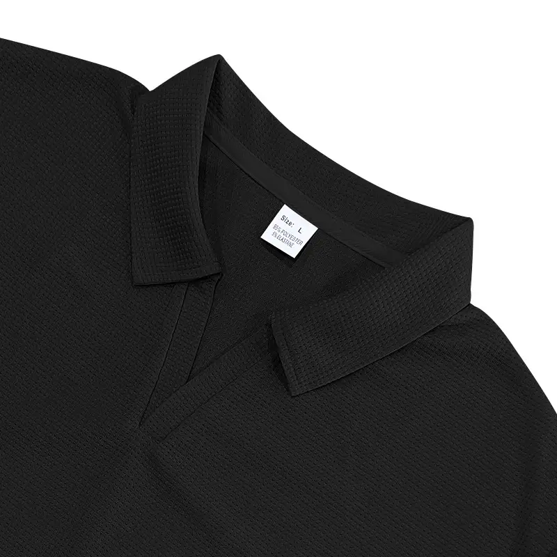Men's White Lapel T-Shirt Heavy Waffle Oversize — feature 36