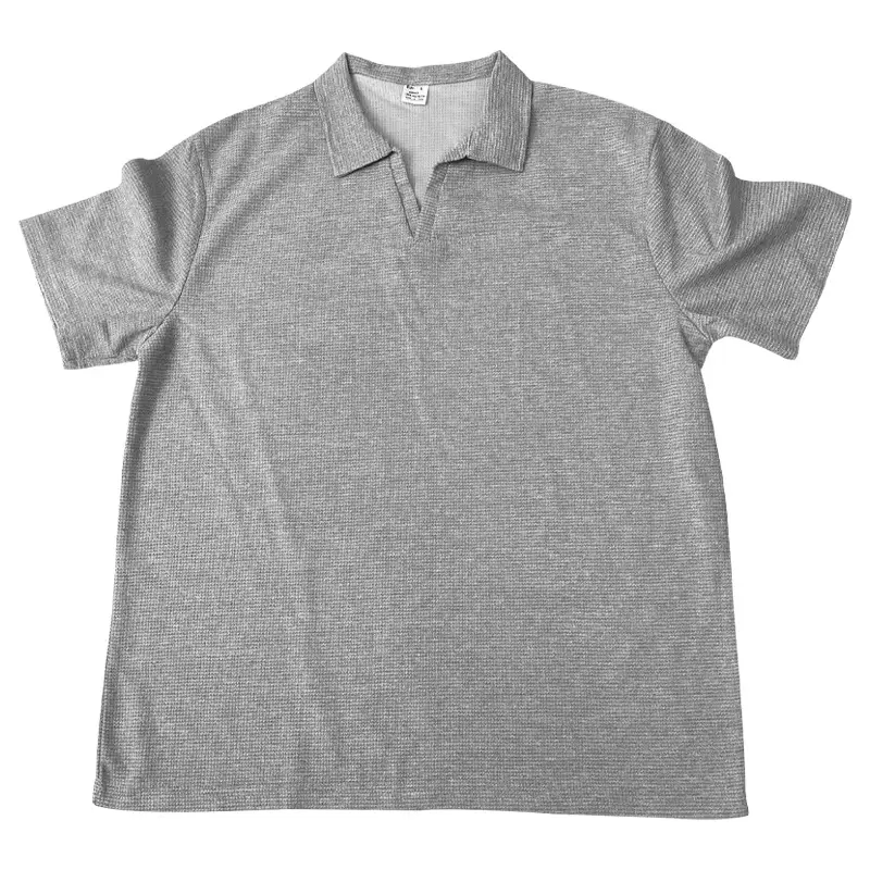 Men's White Lapel T-Shirt Heavy Waffle Oversize — feature 6