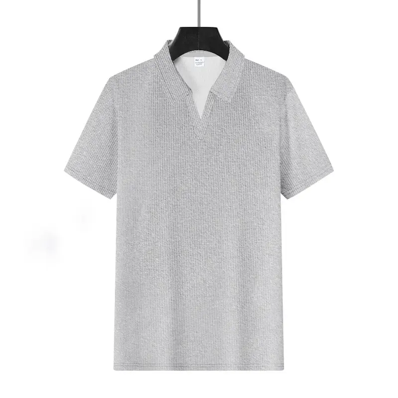 Men's White Lapel T-Shirt Heavy Waffle Oversize — feature 8