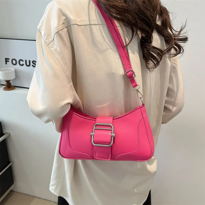 Women's Square Shoulder Messenger Bag Pink Black Brown - Image 7