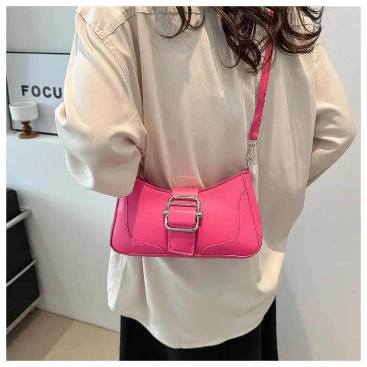 Women's Square Shoulder Messenger Bag Pink Black Brown — feature 19