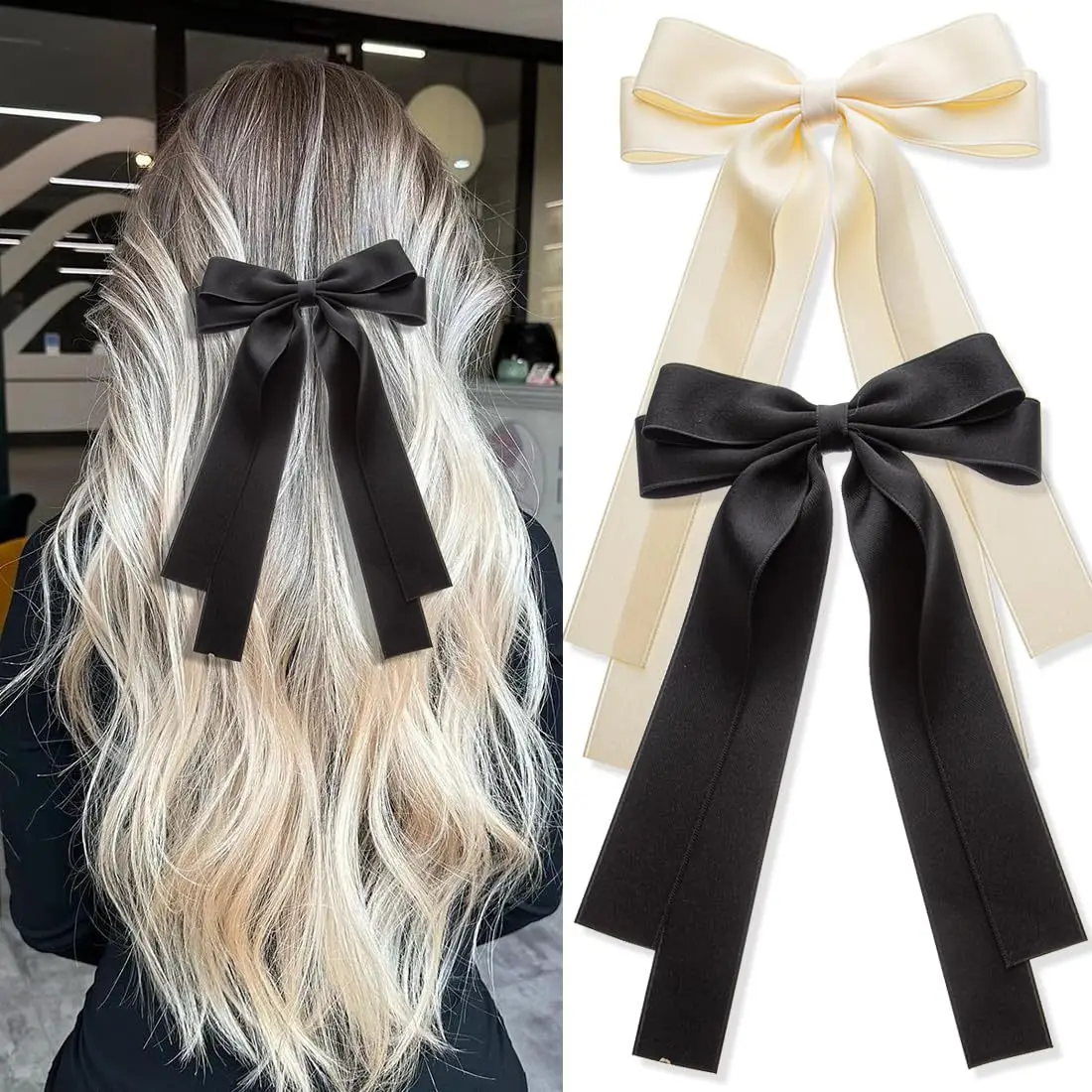 Cross-Border Bow Ribbon Hairpin for Long Hair