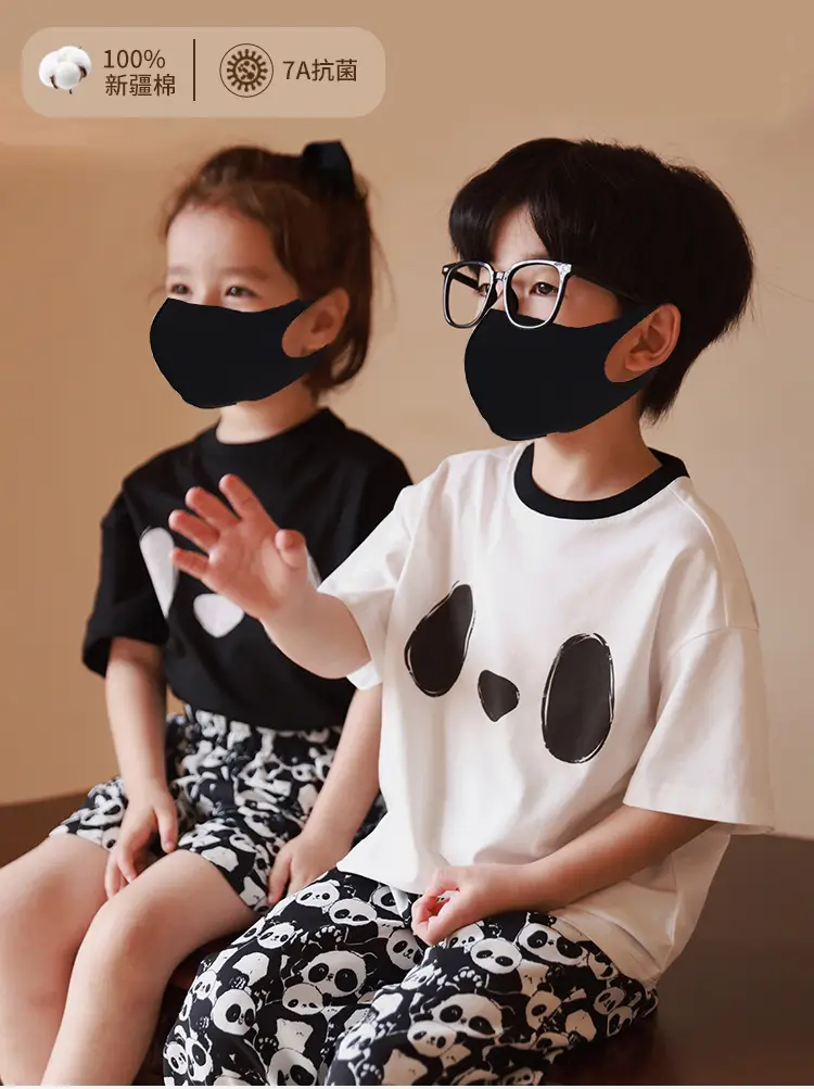 Kids Cotton T-shirt Black Panda Print Summer Wear - Image 8