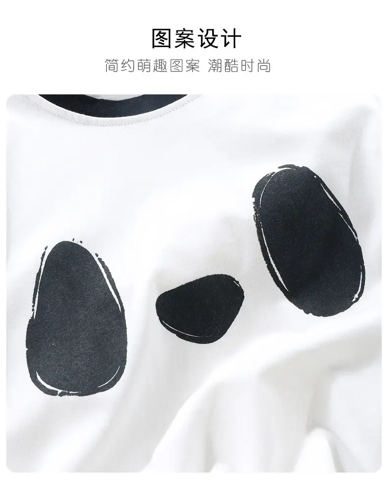 Kids Cotton T-shirt Black Panda Print Summer Wear — feature 10