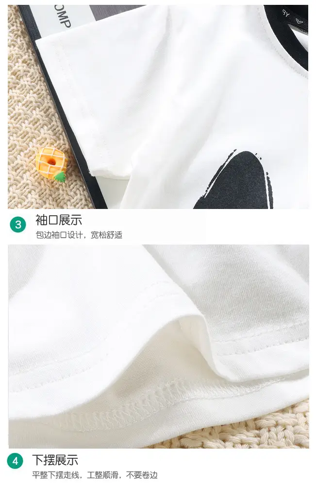 Kids Cotton T-shirt Black Panda Print Summer Wear — feature 22
