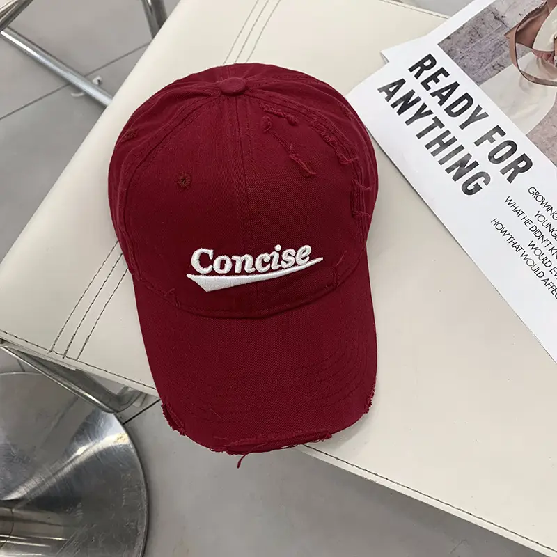 Women's Maroon Hole Head Baseball Cap with "Concise" Embroidery - Image 4