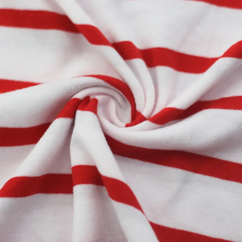 Men Striped Cotton T-Shirt Red White Round Neck — feature 25