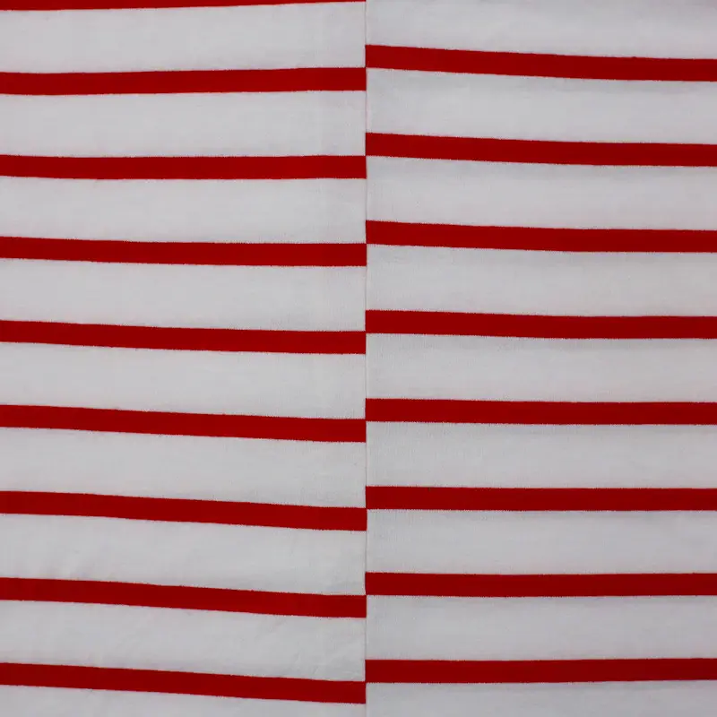 Men Striped Cotton T-Shirt Red White Round Neck — feature 26
