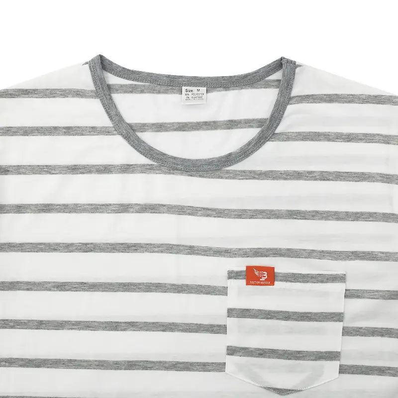 Men Striped Cotton T-Shirt Red White Round Neck — feature 31