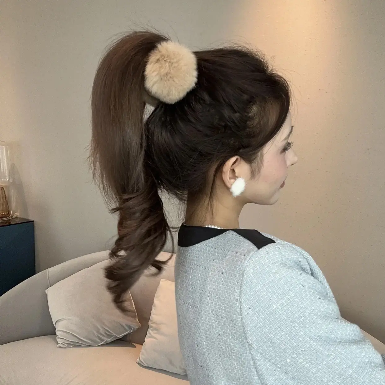 Faux Fur Half Hair Ties for Women Autumn Winter - Image 6
