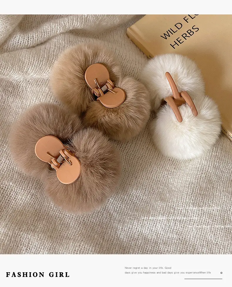 Faux Fur Half Hair Ties for Women Autumn Winter — feature 10
