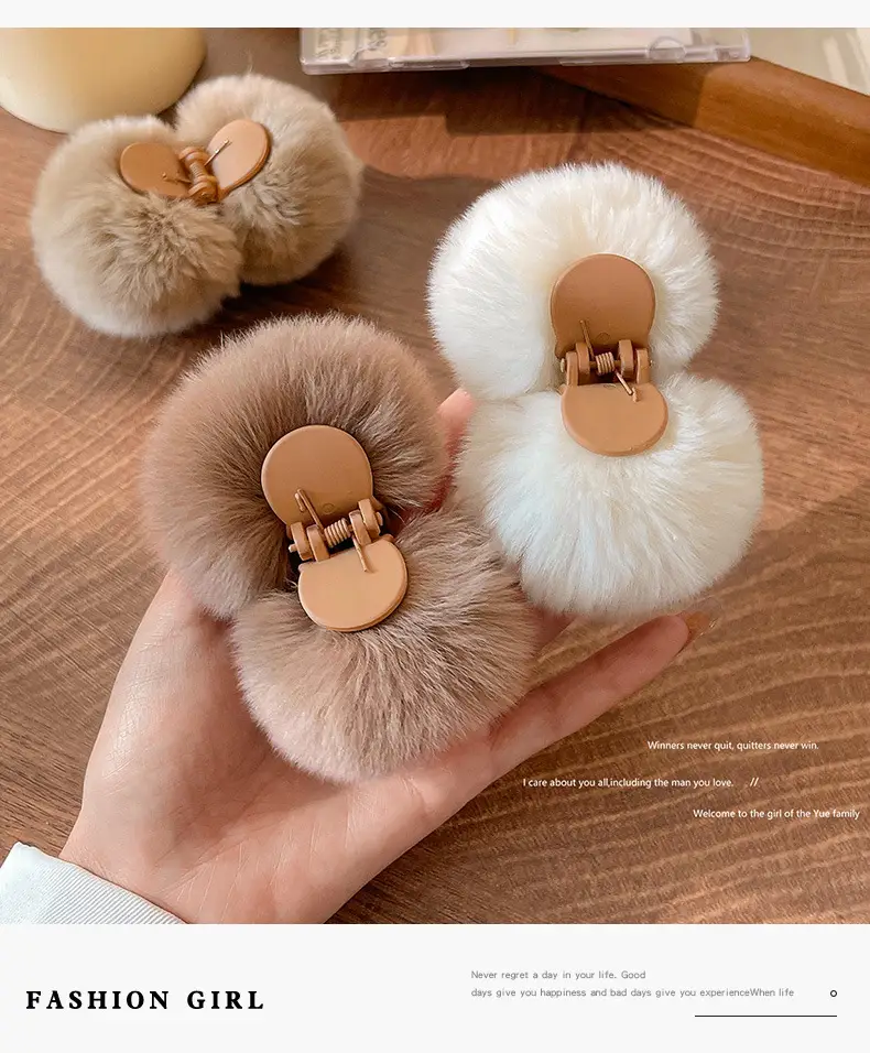 Faux Fur Half Hair Ties for Women Autumn Winter — feature 7