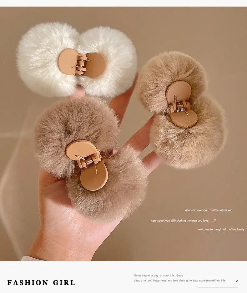 Faux Fur Half Hair Ties for Women Autumn Winter — feature 8