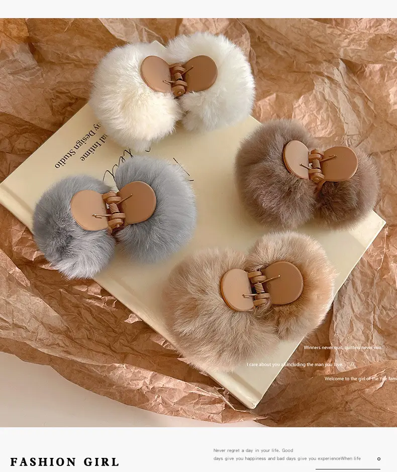 Faux Fur Half Hair Ties for Women Autumn Winter — feature 9