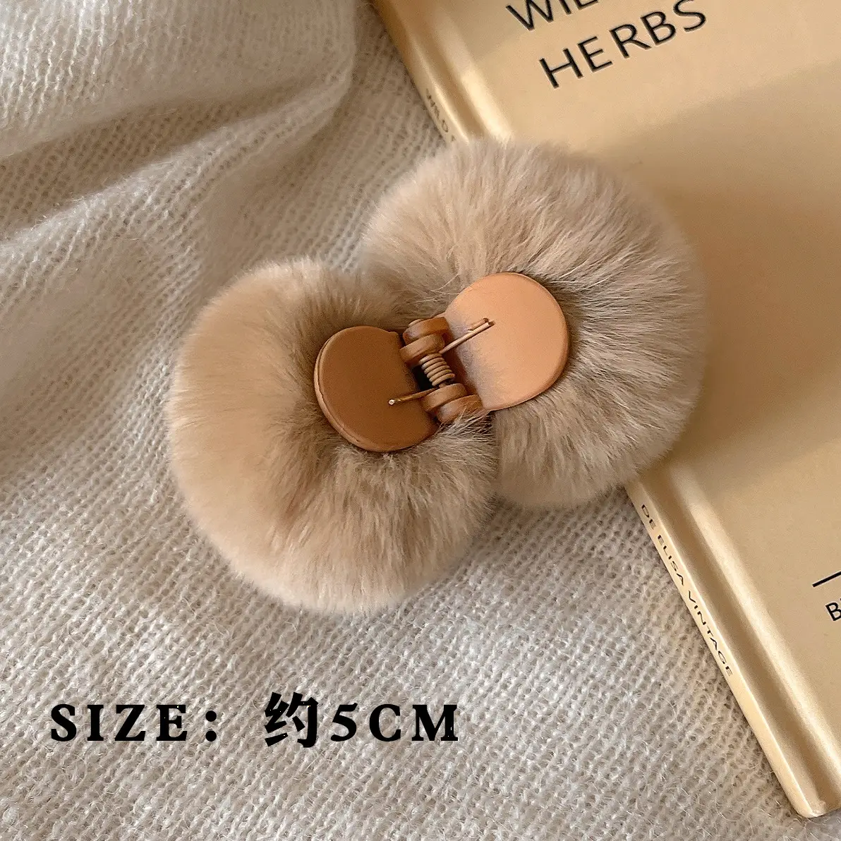 Faux Fur Half Hair Ties for Women Autumn Winter - Image 2