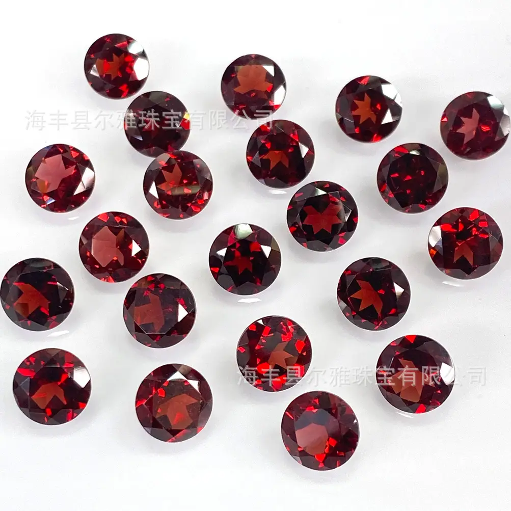Natural Garnet Round Cabochon Earrings Ring Set - Image 2