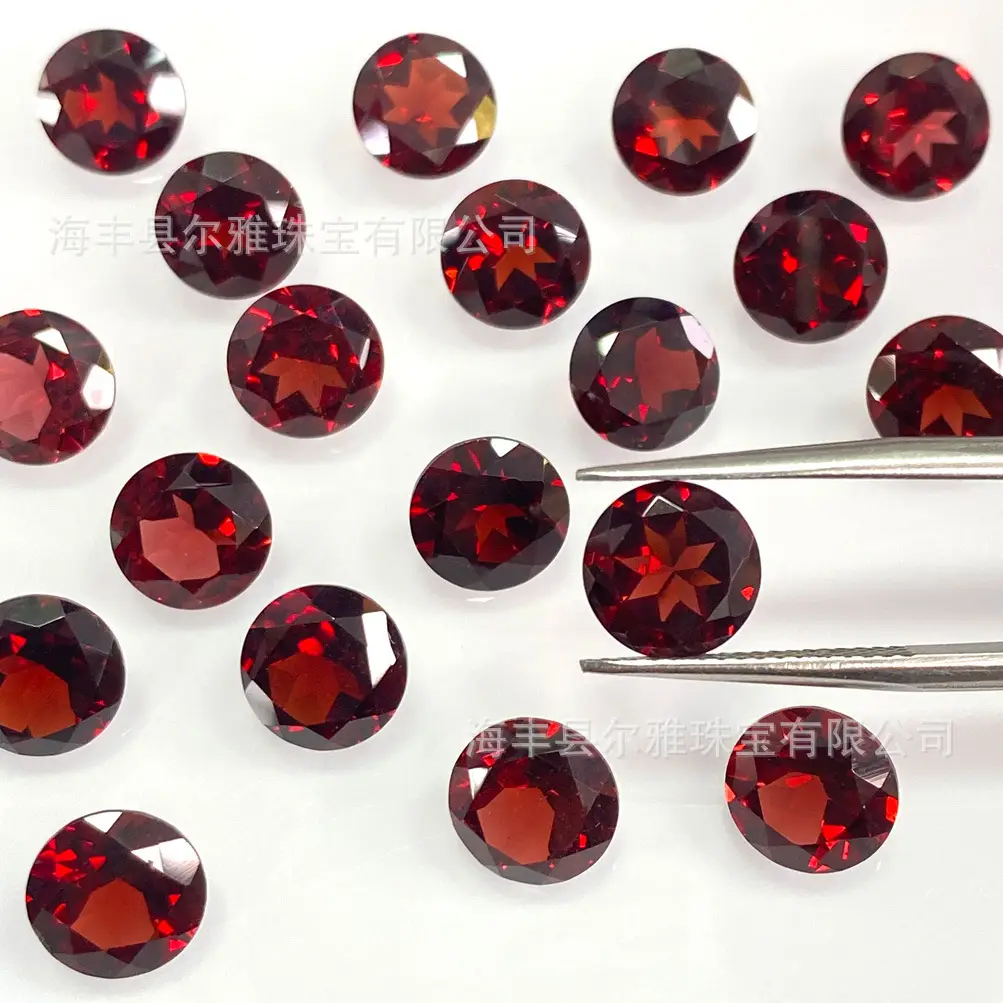 Natural Garnet Round Cabochon Earrings Ring Set - Image 3