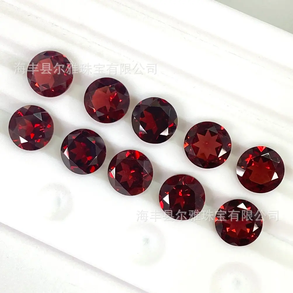 Natural Garnet Round Cabochon Earrings Ring Set - Image 4