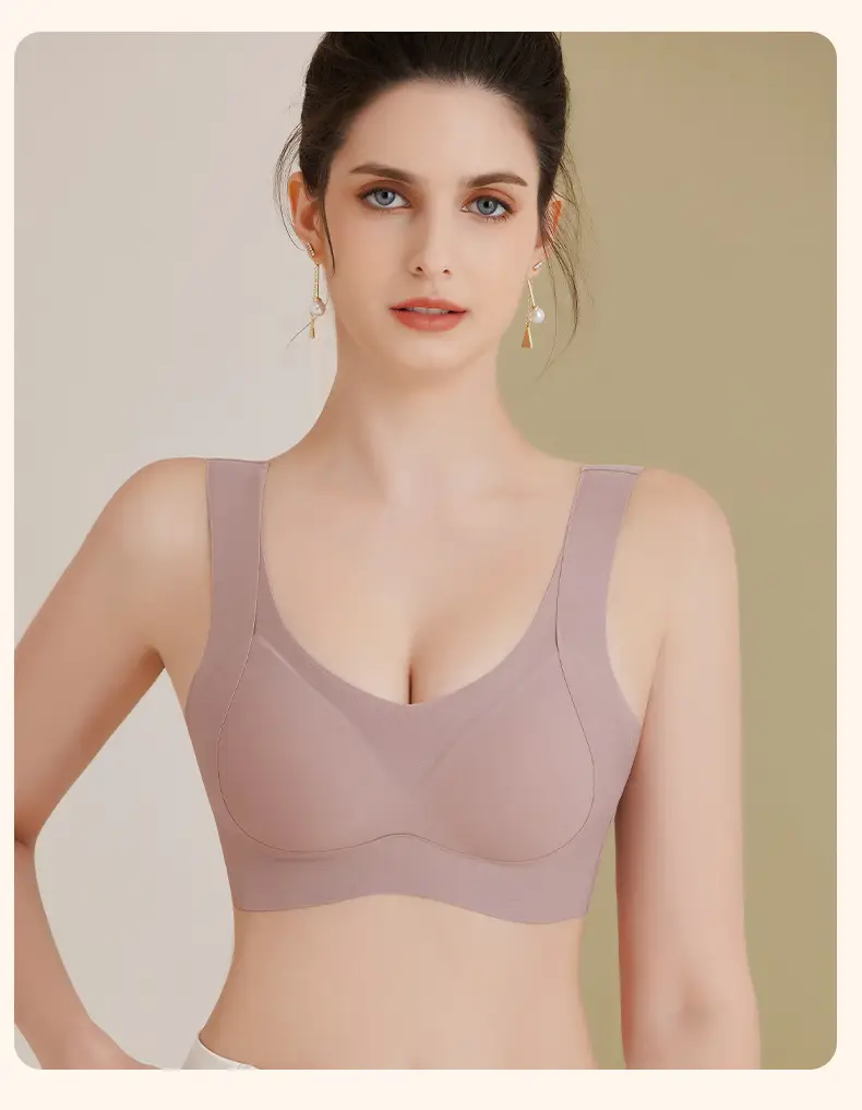 [High quality] fixed Cup thin seamless underwear Women's Big chest small anti-sagging anti-gravity tilevin bra — feature 19