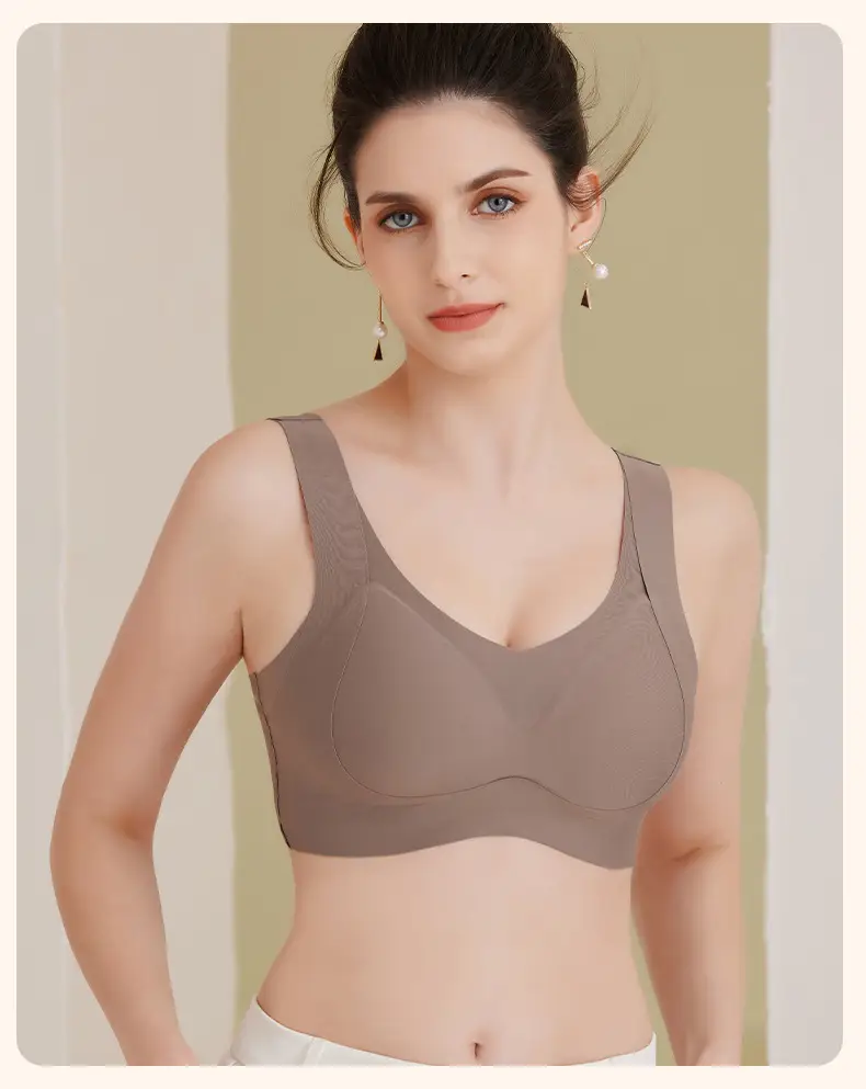 [High quality] fixed Cup thin seamless underwear Women's Big chest small anti-sagging anti-gravity tilevin bra — feature 21