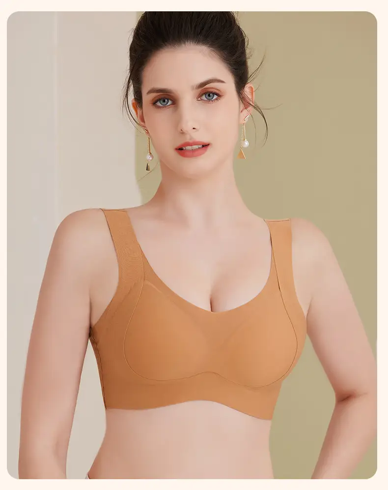 [High quality] fixed Cup thin seamless underwear Women's Big chest small anti-sagging anti-gravity tilevin bra — feature 23