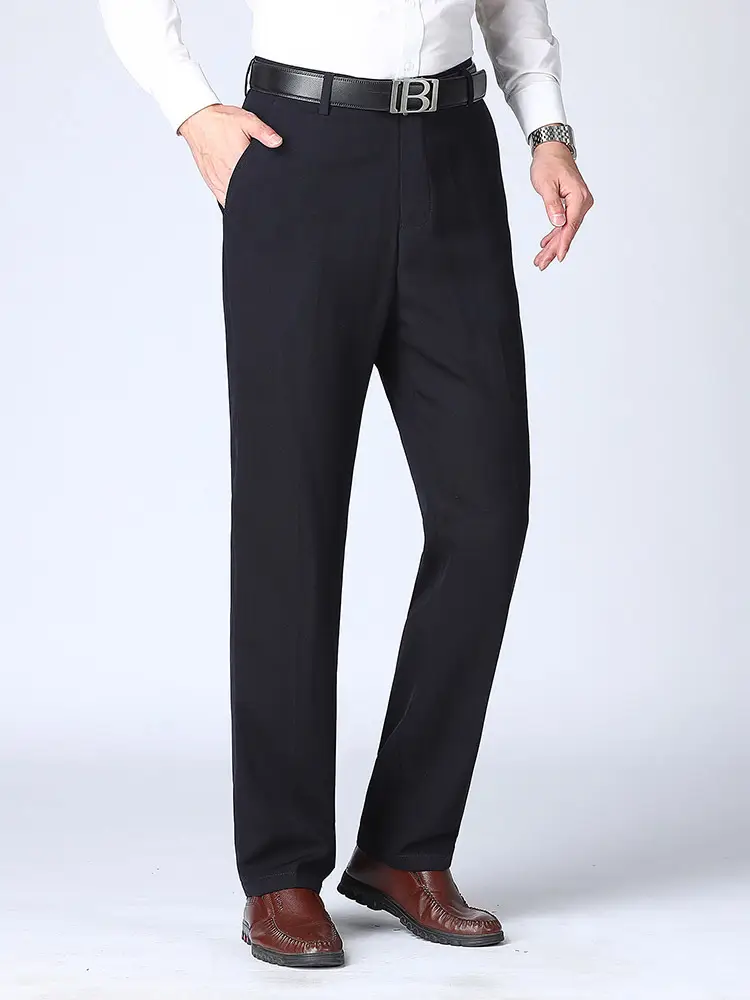 Men's Black Slim Fit Summer Pants with Belt