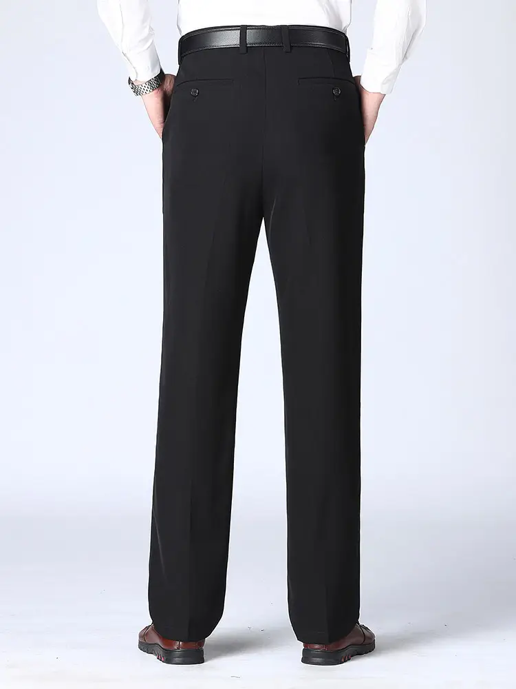 Men's Black Slim Fit Summer Pants with Belt