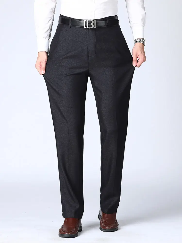 Men's Black Slim Fit Summer Pants with Belt