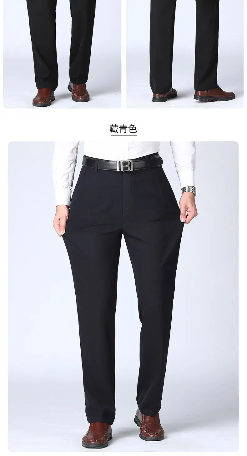 Men's Black Slim Fit Summer Pants with Belt — feature 10