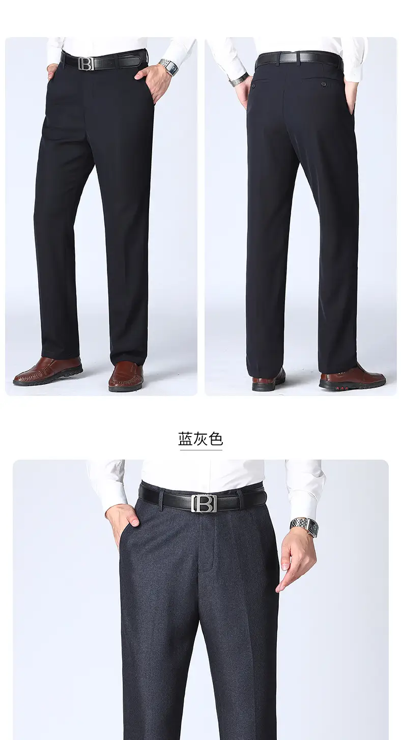 Men's Black Slim Fit Summer Pants with Belt — feature 11