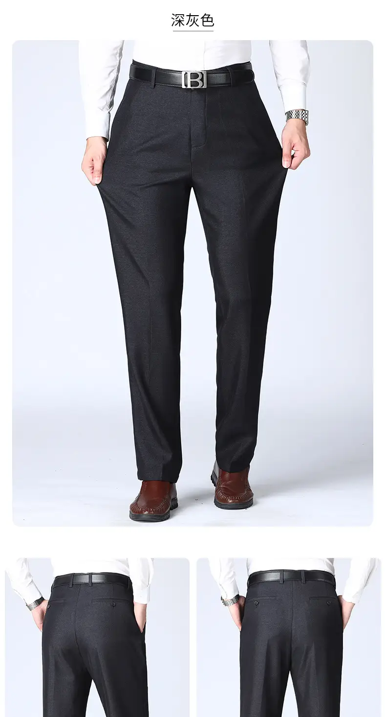 Men's Black Slim Fit Summer Pants with Belt — feature 13