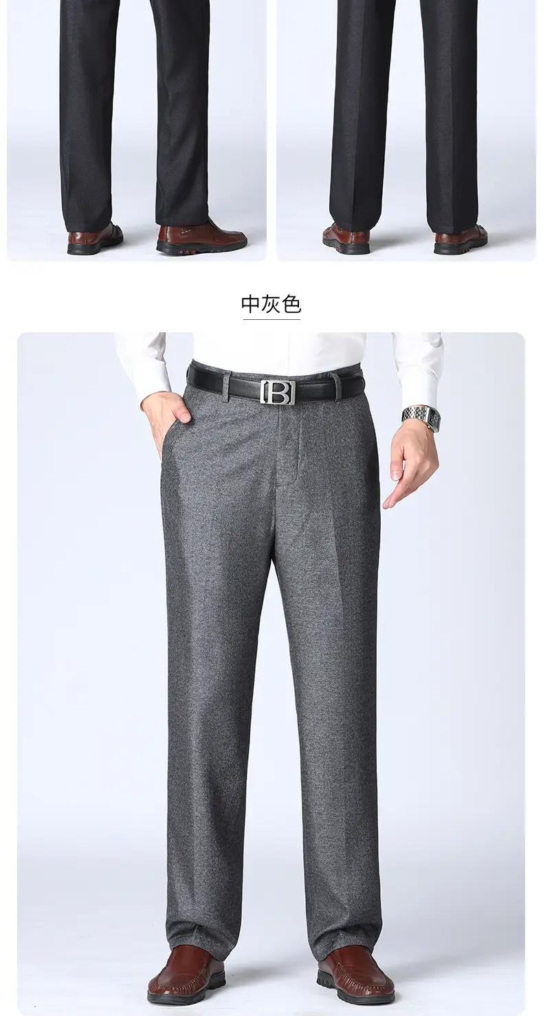 Men's Black Slim Fit Summer Pants with Belt — feature 14