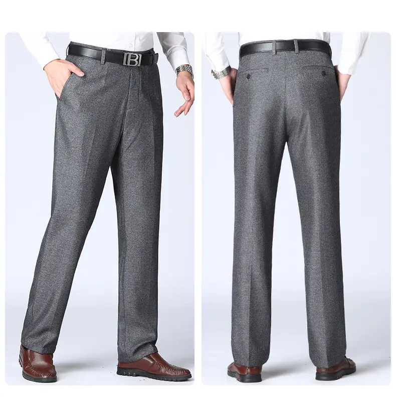 Men's Black Slim Fit Summer Pants with Belt — feature 15