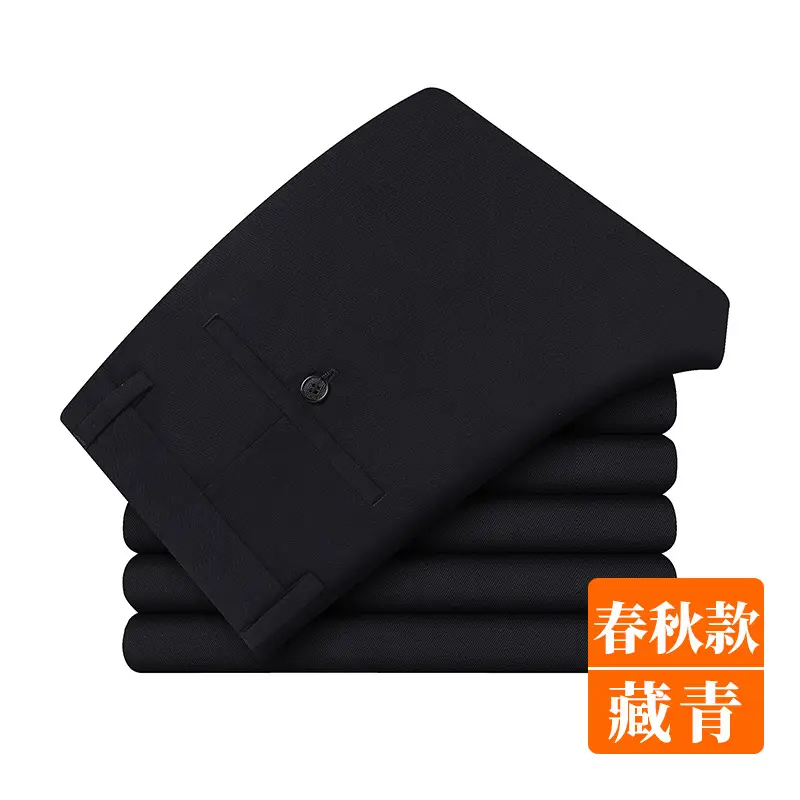 Men's Black Slim Fit Summer Pants with Belt