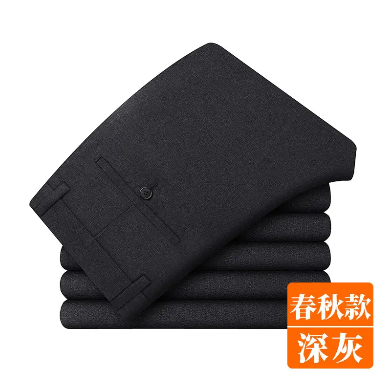 Men's Black Slim Fit Summer Pants with Belt