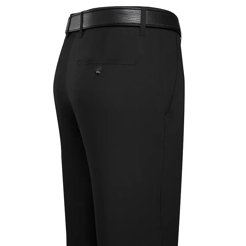 Men's Black Slim Fit Summer Pants with Belt
