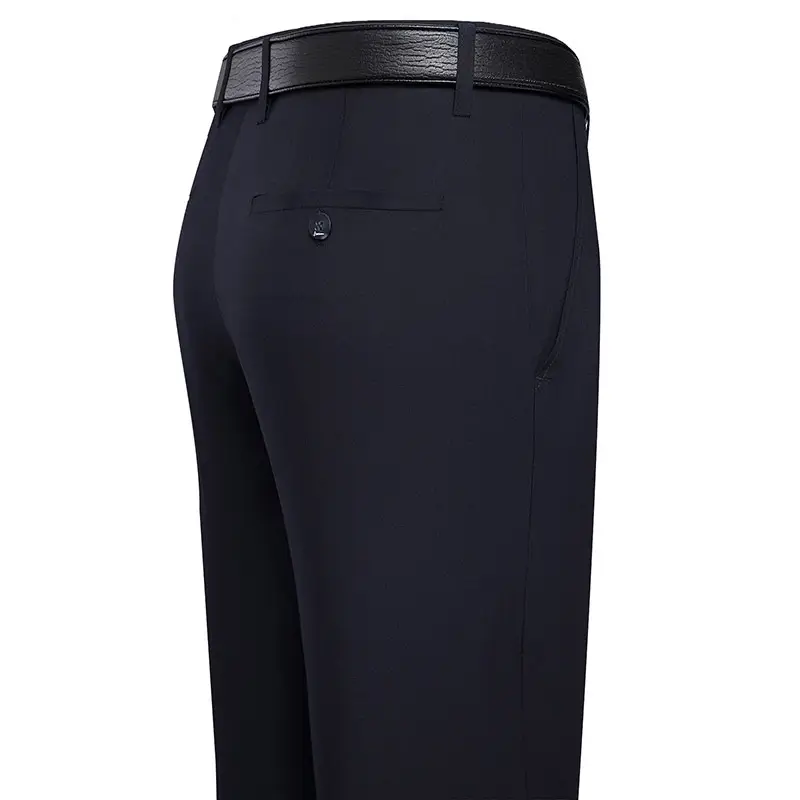 Men's Black Slim Fit Summer Pants with Belt