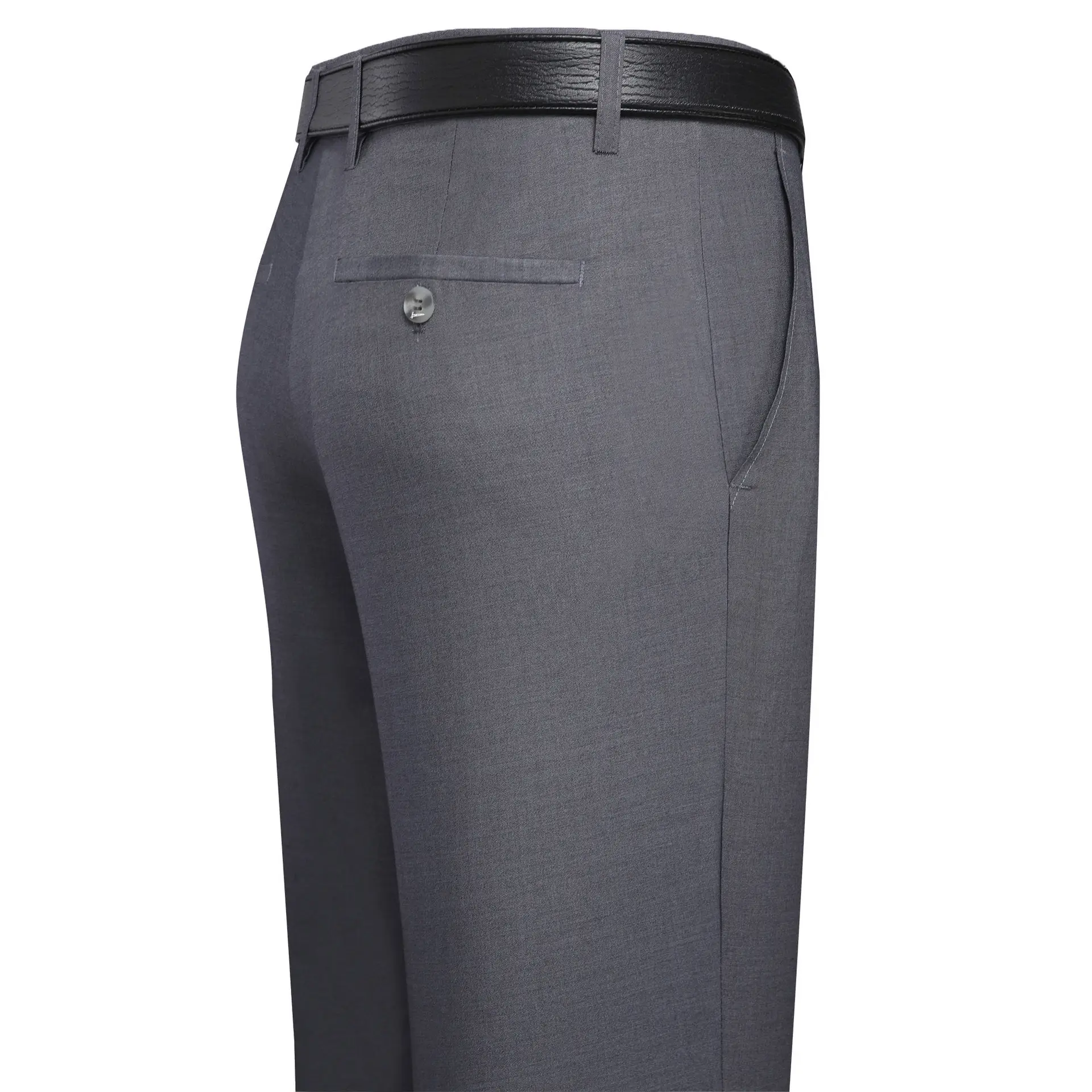 Men's Black Slim Fit Summer Pants with Belt