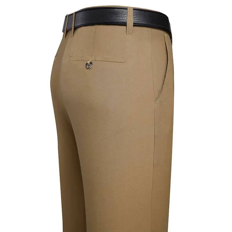 Men's Black Slim Fit Summer Pants with Belt