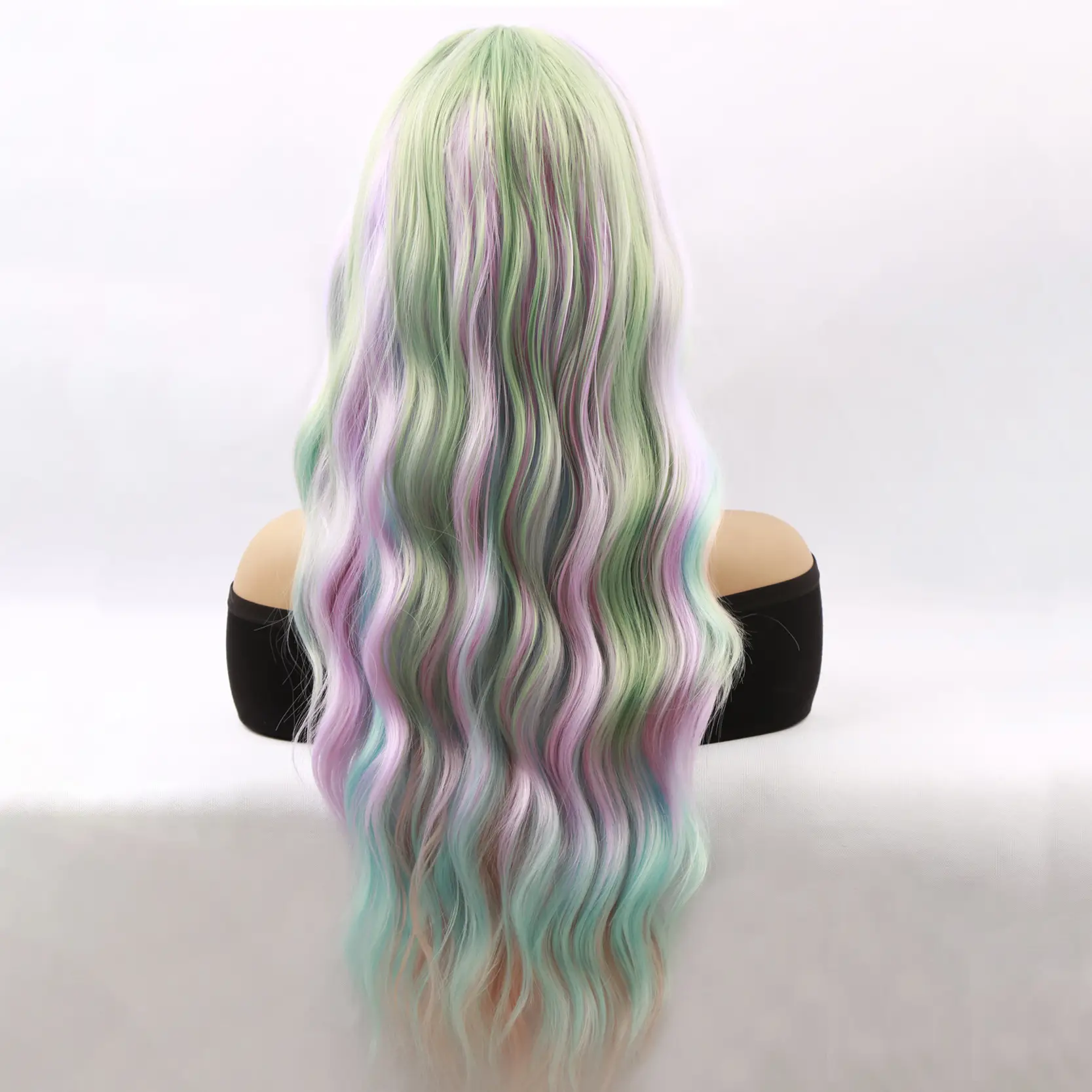 Long Curly Hair Wig with Rainbow Color for Women