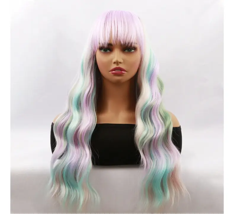 Long Curly Hair Wig with Rainbow Color for Women — feature 6
