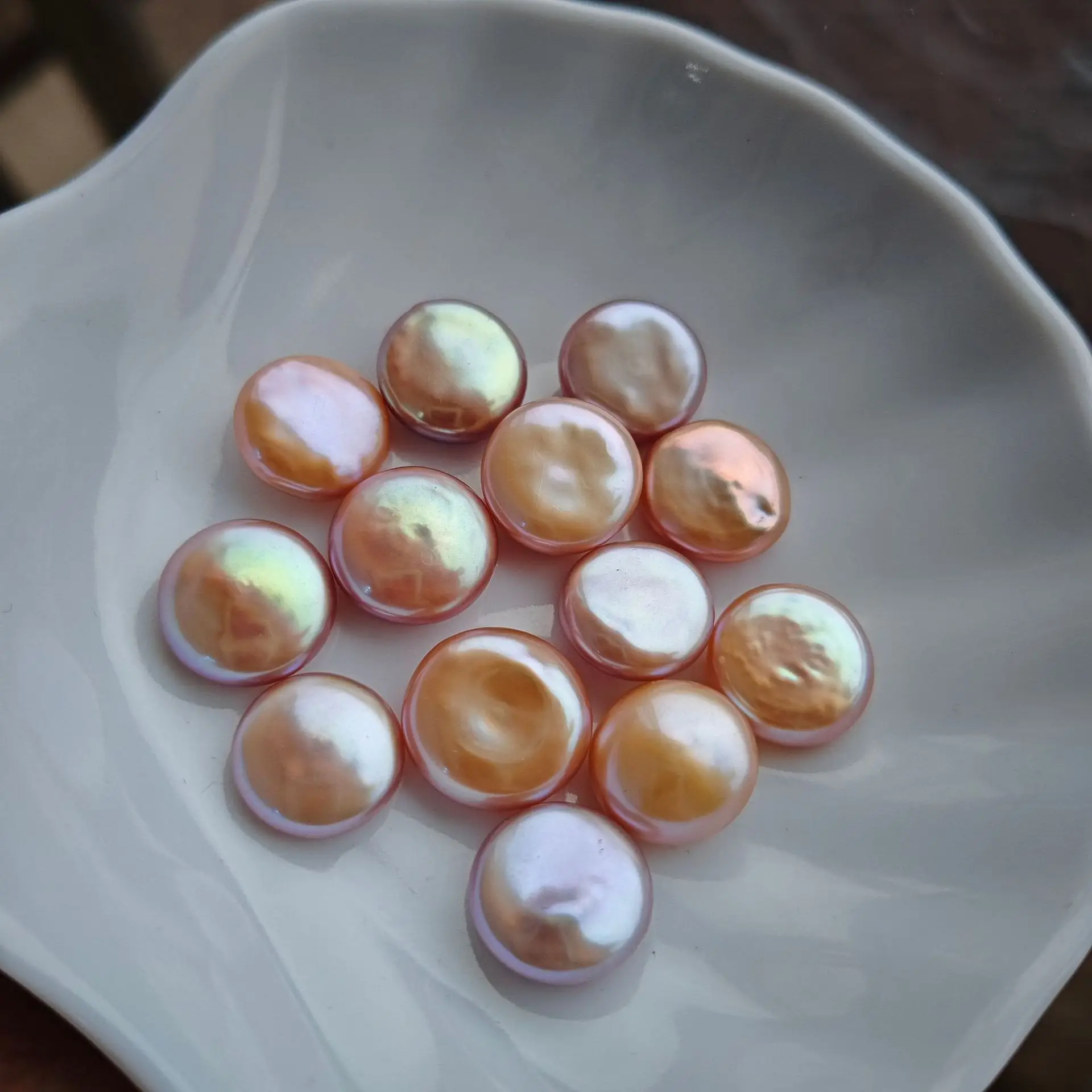 13-14mm Freshwater Baroque Button Beads Pink Purple Light