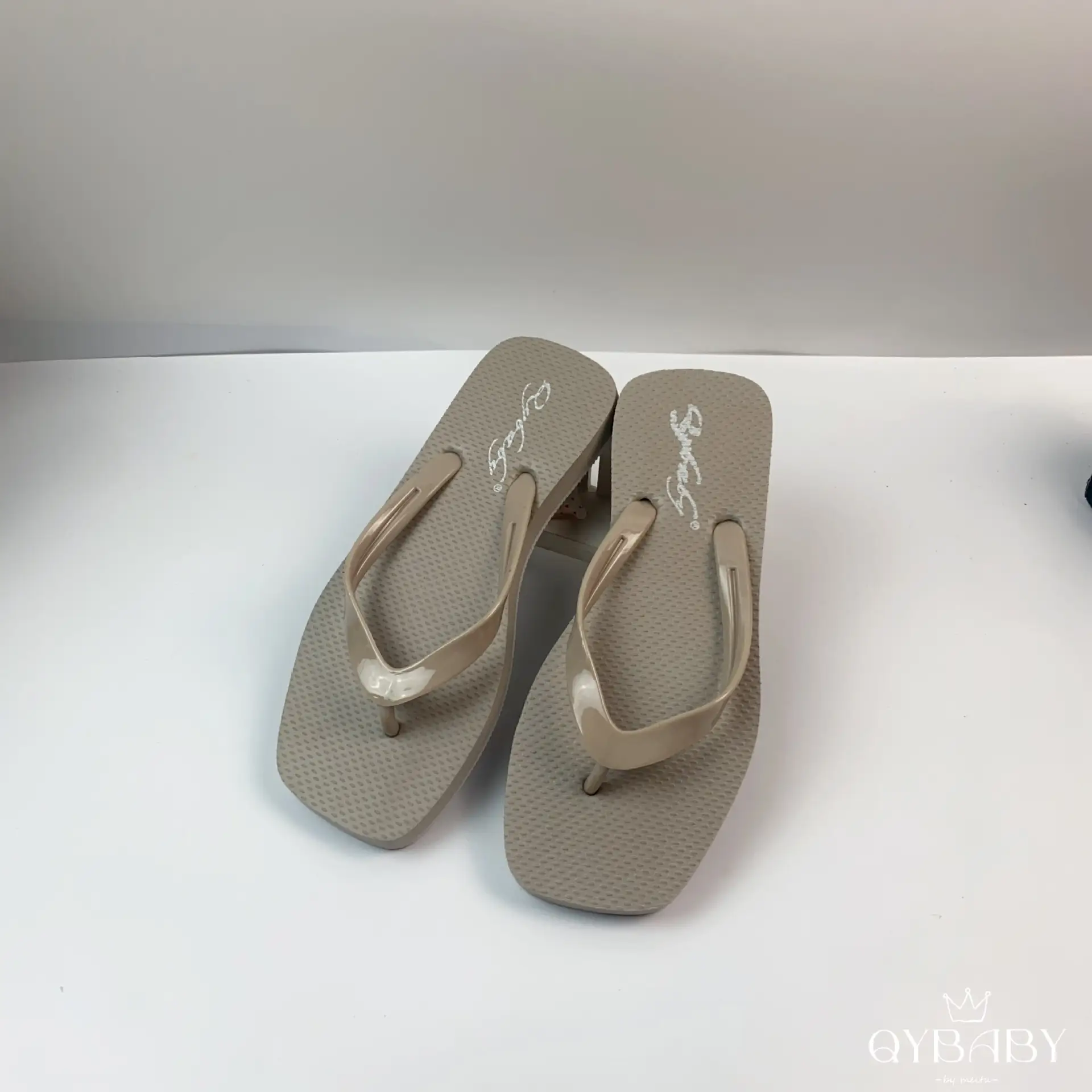 Women Square Toe Flat Flip Flops Summer Navy White Grey
