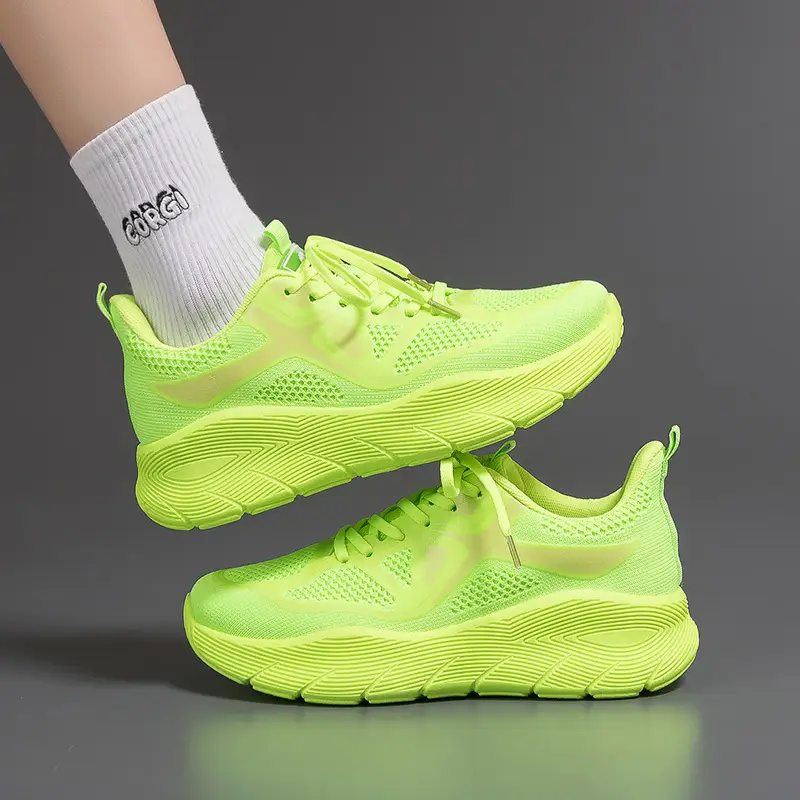 Spring new flying woven sneaker women's couple's versatile platform casual breathable running shoes White shoes F8829 - Image 10