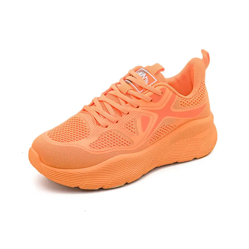 Spring new flying woven sneaker women's couple's versatile platform casual breathable running shoes White shoes F8829 - Image 13